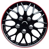 AutoStyle 16' Zoll Radkappe Satz schwarz/rot PP 9706IR Radzierblenden Radblende