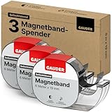 GAUDER Magnetband selbstklebend im Spender (3 Stück) I Magnetklebeband I Magnetstreifen (6 m)