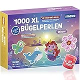 Smowo® Große 10mm Glitzer Bügelperlen 1000 Stück für Kinder ab 3 Jahren - 7 bunte Farben XL...
