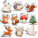 UKoosien Ausstechformen-Set mit Waldtieren, 10 Stück: Eichhörnchen, Pilz, Vogel, Kaninchen, Igel,...