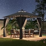 Devoko Pavillon 3x3 Wasserdicht Stabil Winterfest mit LED-Beleuchtung, UV-Schutz 50+ Doppeldach...
