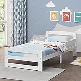 Juskys Jugendbett Arona 90x200 cm mit Lattenrost - Bettgestell aus Massivholz - Einzelbett mit...