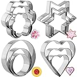 12-teiliges Ausstechformen, Backset, Herz, Blume, rund, Sternform, Kekse, Edelstahl, Metallformen...