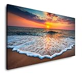 Strände und Sonnenuntergang 120x 60cm Panorama Leinwand Bild XXL Format Wandbilder Wohnzimmer...