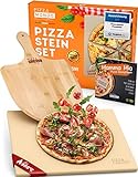 Pizza Mondo® Pizzastein für Backofen, Grill & Gasgrill (inkl. Pizzaheber & Rezeptbuch) Original...