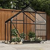 puraday Gewächshaus im Garten Glas Anthrazit 155x103x191 cm Aluminium Gewächshaus Klein...