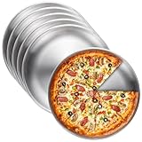 GOMETY 6 Rund Pizzablech Edelstahlfarbe, 20 CM Edelstahl Pizza Backblech, Backset aus beschichtetem...
