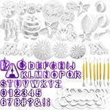 WJMY Fondant Ausstecher Backen DIY 84tlg Ausstechformen für Buchstaben, Zahlen, Rose Blume Formen...