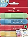 FABER-CASTELL 254625 - Textmarker Set TL 46, 4er Etui, Pastell Farben, mit langlebiger Keilspitze,...