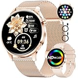 Smartwatch Damen mit Telefonfunktion, 1,32'' HD AMOLED Display Smart Watch, Elegante Armbanduhr für...
