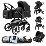 YAZOCO kinderwagen 3 in 1 Buggy Babybett Komplett Set Einem Klick Zusammenklappbarer Kinderwagen,...