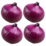 Jorzer Künstliches Gemüse künstliche Zwiebeln 4 Stück 7, 6 cm realistisches lila Kunstgemüse...
