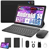 Tablet 10 Zoll 8-in-1 Kit Android 14 Tablet PC mit Hülle Tastatur Maus Stift Kopfhörer Netzstecker...