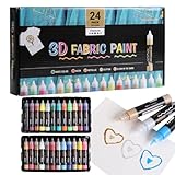 3D-Stoffmalfarbe – Textile Craft Paint | Permanente wasserdichte Stofffarben | 30 ml Flaschen, 24...