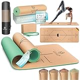 KESSER® Yogamatte Kork Inkl. Tragegurt Tasche & Yoga-Block Gymnastikmatte Matte rutschfest aus...