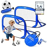 ELANI Fußballtor Kinder Pop-Up 2er Set - faltbar mit Ball & Pumpe, 50% Kleiner + Easy Aufbau, mini...