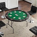 Mingone Rund Pokertisch Klappbar für bis zu 8 Spieler Poker Table, Getränkehalter aus Edelstahl...