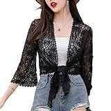 ETZRYSYB Damen Jacken Frauen Lang 3/4 Kurzarm Shrug Lace Cape Elegant Wraps Strand Schal Braut...