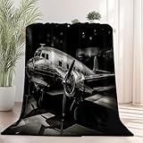 Kuscheldecke 200 x 220 cm Flauschig Flanell Große Fleecedecke, Oldtimer-Flugzeuge Weiche und Warm...