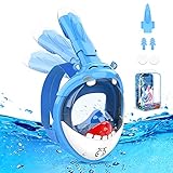 Urmaxs Tauchermaske Vollmaske Kinder, 180° HD Anti-Fog & Anti-Leck Schnorchelmaske Taucherbrille...