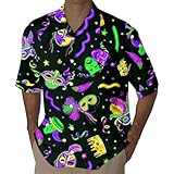 Karnevalskostüm Herren-Hemden Slim FitMardi-Kurzarmhemd Herren, Zahlen, 3D-gedrucktes,...