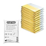 FLEXEO 10x Rettungsdecke Gold Silber - 210cm x 160cm - Rettungsfolie - Notfall - Erste-Hilfe-Decke -...