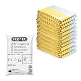 FLEXEO 10x Rettungsdecke Gold Silber - 210cm x 160cm - Rettungsfolie - Notfall - Erste-Hilfe-Decke -...