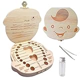 Sonfedo Milch Zähne Box, Zähne speichern Box für Kinder und Mädchen, Holz Speicher Baby Zähne...