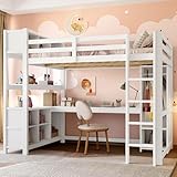 Kinderbett Hochbett 140x200 cm, Etagenbett mit Regale&Mehrere...