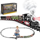deAO Dampfzug Spielzeug, Retro Zug Elektrisch mit Dampf, Licht, Geräuschen, Elektrische Eisenbahn...