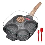 Bobikuke Spiegeleipfanne, Pancake Pfanne mit Deckel 4 Loch Augenpfanne Antihaft-Aluminium Pfanne...