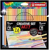 Fineliner & Premium-Filzstifte - STABILO point 88 & Pen 68 - ARTY - 24er Pack - in Pastellfarben -...