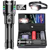 WOWNIGHT Taschenlampe Led Aufladbar, Led Taschenlampe Extrem Hell 1000000 lumen, Taktische...