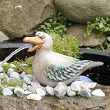 Keramik Möwen-Wasserspeier mit 1,8m Kabel & 2,5W Pumpe - Handbemalte Teichdeko - für Gartenteiche,...