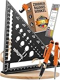 Zimmermannswinkel 180mm – Präzises Anschlagwinkel Set mit Tieflochmarker, Exakter 90 Grad...