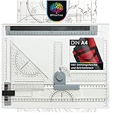 OfficeTree Zeichenplatte A4 - Inkl. Tragetasche, Schiebelineal, Geodreieck UVM. - Zeichenbrett A4...