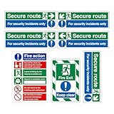 Fluchtwegschilder Für Unternehmen | Selbstklebende Sicherheitsaufkleber aus Papier - 7 Stück...