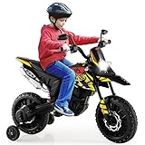 COSTWAY 12V Kinder Elektro Motorrad mit Stützrädern, Aprilia Kindermotorrad mit Musik und...