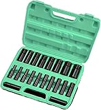 20tlg. Steckschlüssel Set 1/2 Zoll – Tiefes Impact Nuss Set 8–32mm – Chrom-Vanadium-Stahl,...