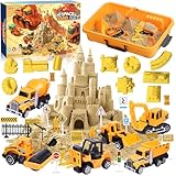 JEDWKFA Kinetischer Sand Baustelle, Magic Toy Sand für Kinder, Sandbox Set Mit Schlossschablone,...