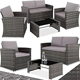 tectake Lounge Gartenmöbel Set Poly Rattan für den Garten, Möbel für den Balkon, 12-teilige...