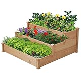 Yaheetech 3 stufiges Hochbeet Holz Balkon Garten Kräuterbeet Frühbeet Gartenbeet Pflanzenbeet...