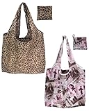 FUGLUS 2Pcs Einkaufstasche Faltbar, Einkaufsbeutel Stoff Wiederverwendbare, Mehrwegtasche...