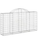 Gabionen mit Hochbogen 15Stk. 200x30x100/120cm - Verzinktes Eisen für Gartenpflege, langlebig &...