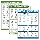 Kabelmaschinen-Workout-Poster, Band 1 und Band 2 + Übungstabelle (laminiert, 45,7 x 61 cm), 3...