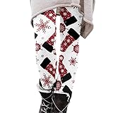 Hkdjaess Winter Leggings Damen Muster Dehnbare Rentier Damen Leggings Große Größen Hohe Taille 3D...