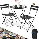 KESSER® Bistroset 3-teilig | Bistrotisch 2 klappbare Stühle Balkonset Balkonmöbel Klapp-Möbel...