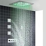 hm Duschsystem,3 Funktion Led Dusche mit konstanter temperatur,500x500 mm Regenduschset mit,Spa...