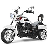 COSTWAY 6V Elektro Motorrad Kinder mit verstellbaren Scheinwerfer, Dreirad Elektromotorrad mit Sound...