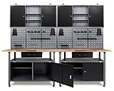 Ondis24 Werkstatteinrichtung Werkstatt Set Werkbank Klaus 240 cm Hängeschrank (Arbeitshöhe 85 cm,...